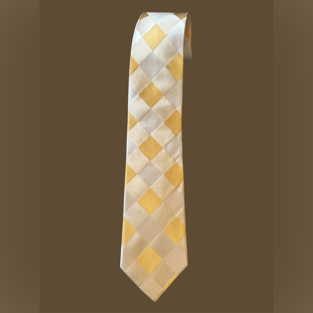 Van Heusen Mens 3D Geometric Tonal Classic Neck Tie Yellows & White